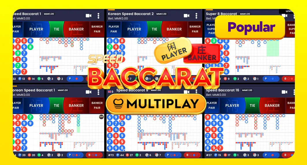 Multiplay Speed Baccarat, 6 tables, pragmatic play