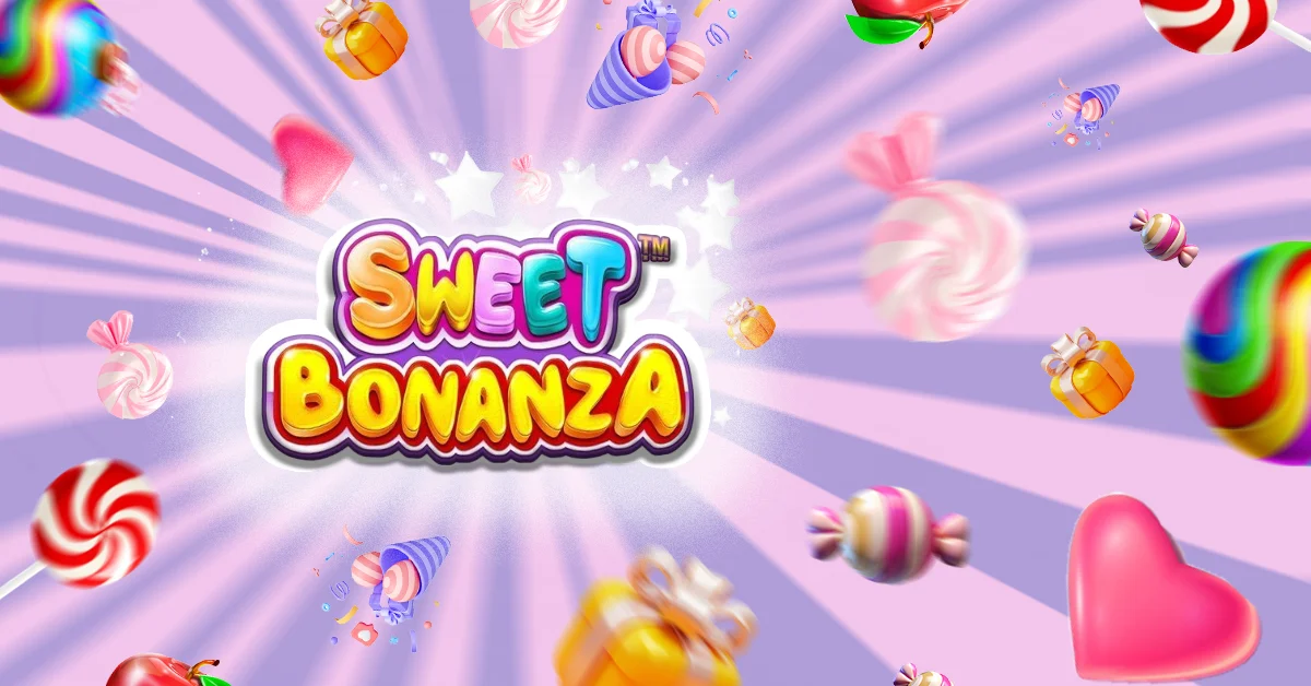Sweet Bonanza slot game screen — 6x5 candy grid by Pragmatic Play