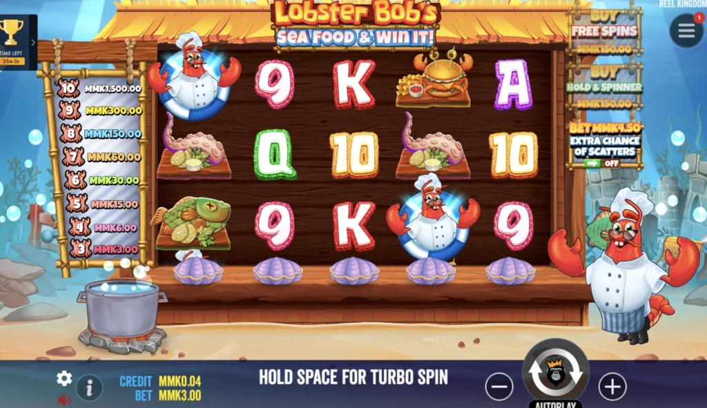 Lobster bob's sea food and win it slot game